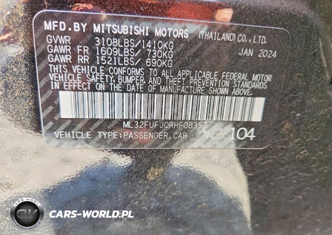 2024 Mitsubishi Mirage G4 Es VIN:ML32FUFJ0RHF08357 - 12