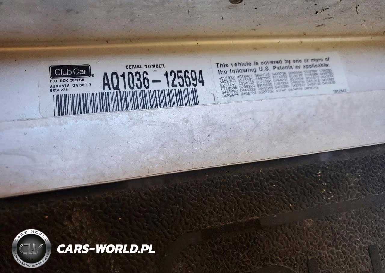 2010 Club Car Golf Cart VIN:AQ1036125694 - 10