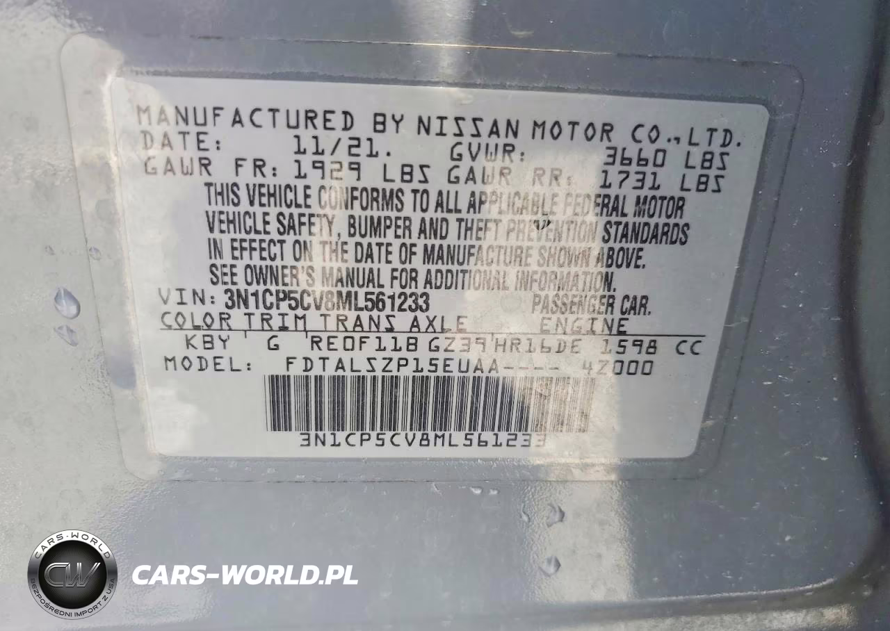 2021 Nissan Kicks Sv VIN:3N1CP5CV8ML561233 - 14