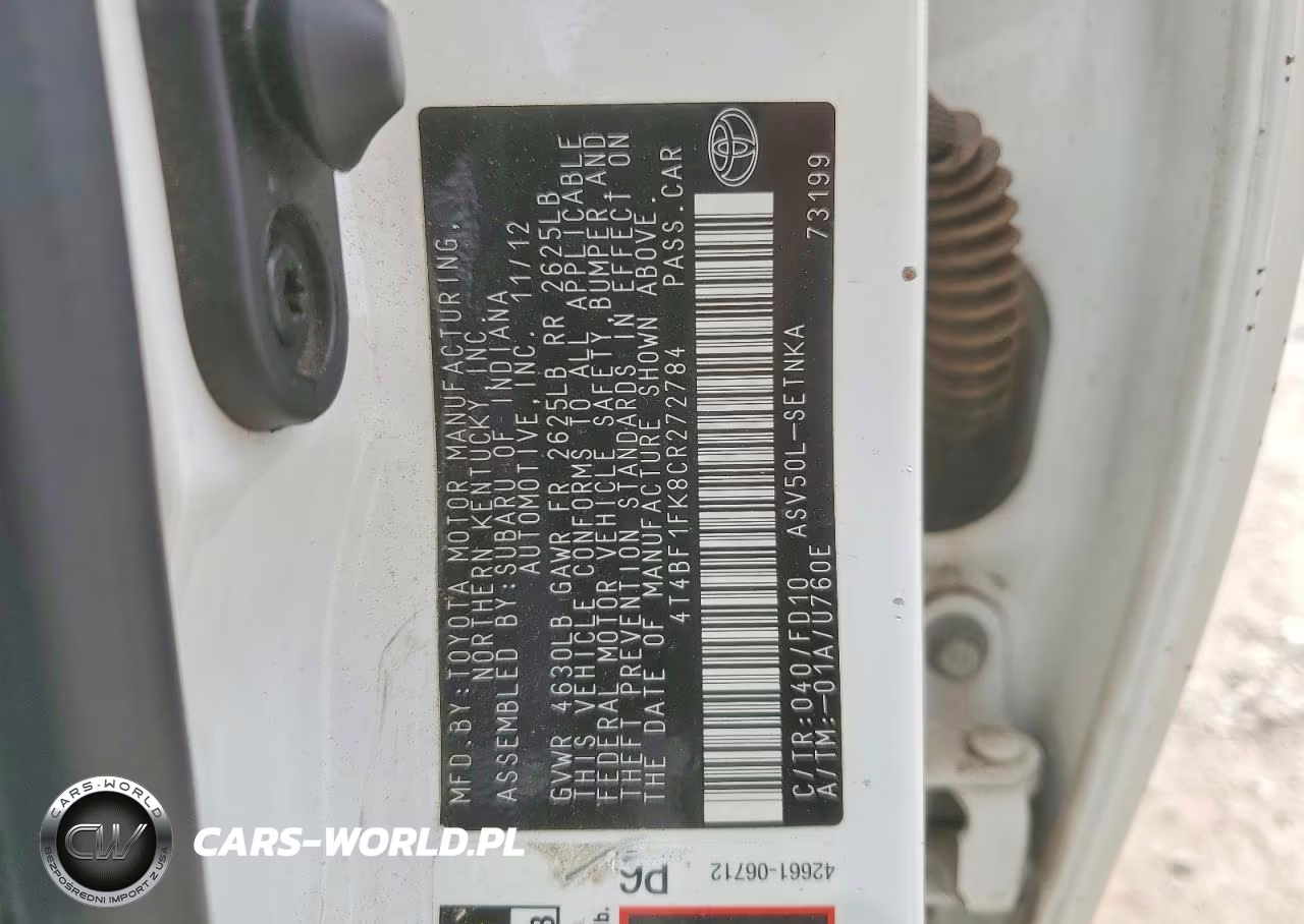 2012 Toyota Camry Le VIN:4T4BF1FK8CR272784 - 12
