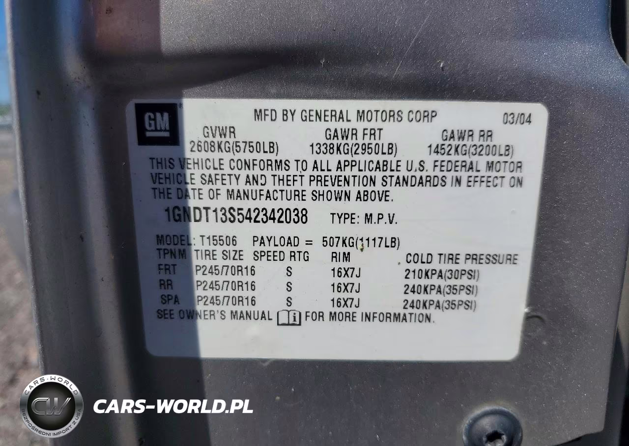 2004 Chevrolet Trailblazer Ls VIN:1GNDT13S542342038 - 13