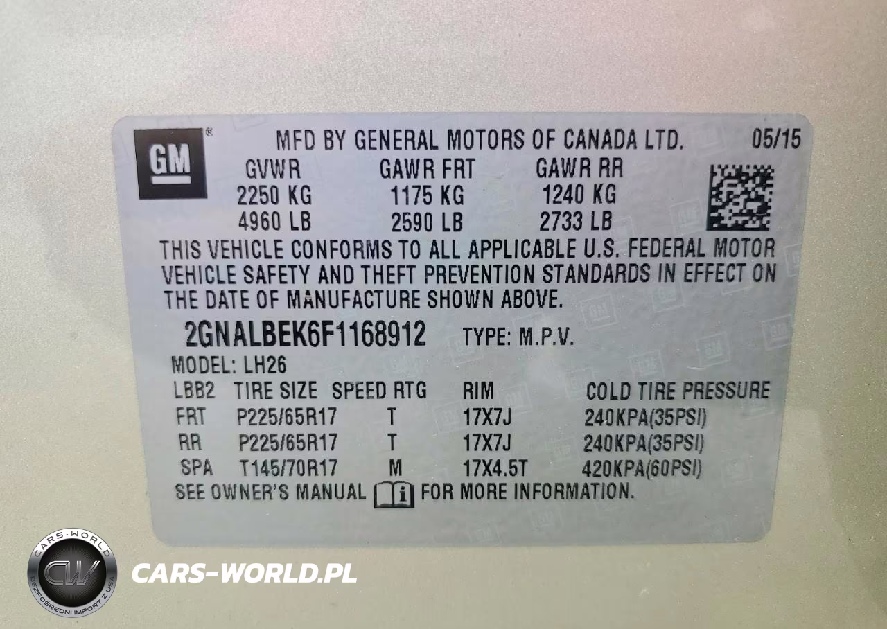 2015 Chevrolet Equinox Lt VIN:2GNALBEK6F1168912 - 14