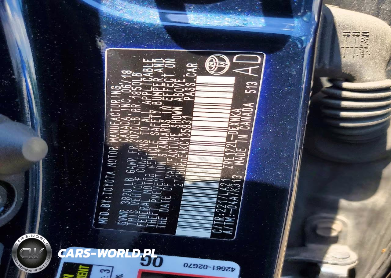 2019 Toyota Corolla Xle VIN:2T1BURHE4KC135931 - 12