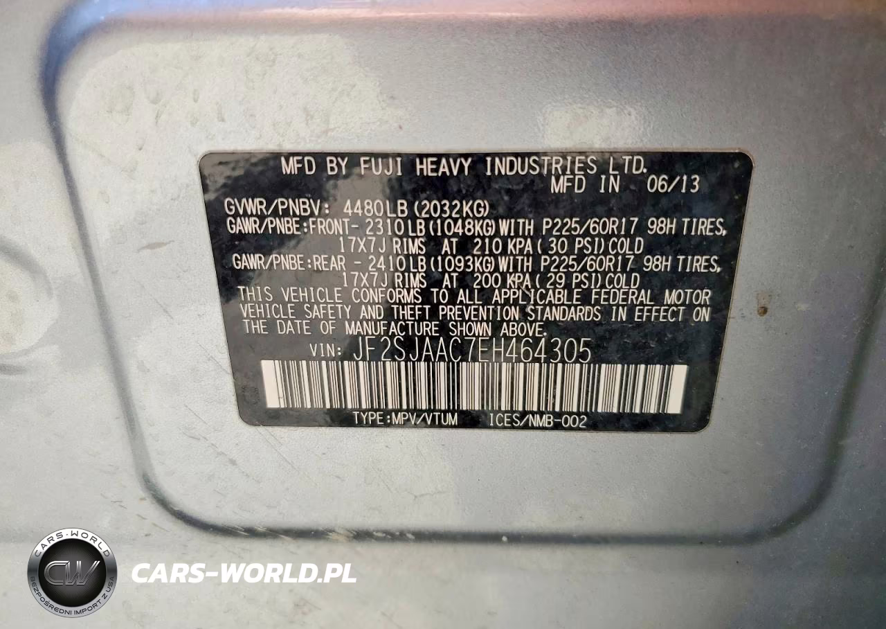 2014 Subaru Forester 2.5I VIN:JF2SJAAC7EH464305 - 12