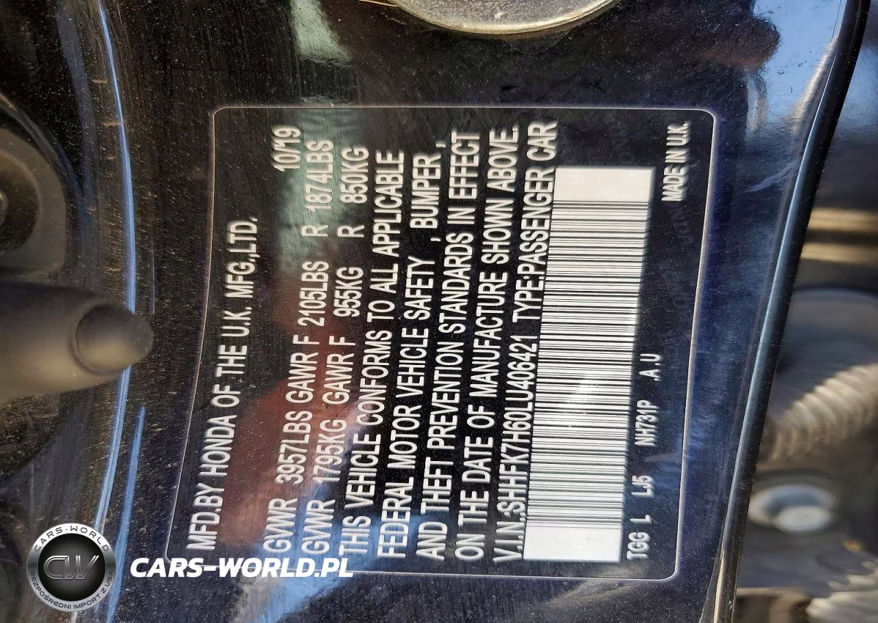 2020 Honda Civic Ex VIN:SHHFK7H60LU406421 - 12