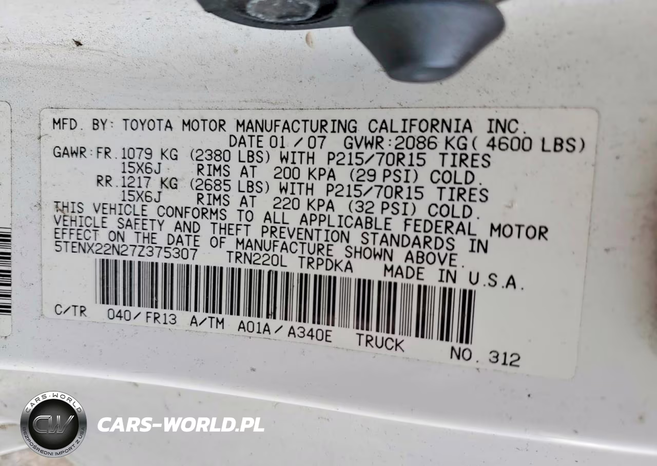 2007 Toyota Tacoma Base VIN:5TENX22N27Z375307 - 12