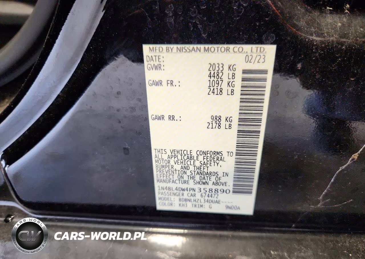 2023 Nissan Altima Sv VIN:1N4BL4DW4PN358890 - 12