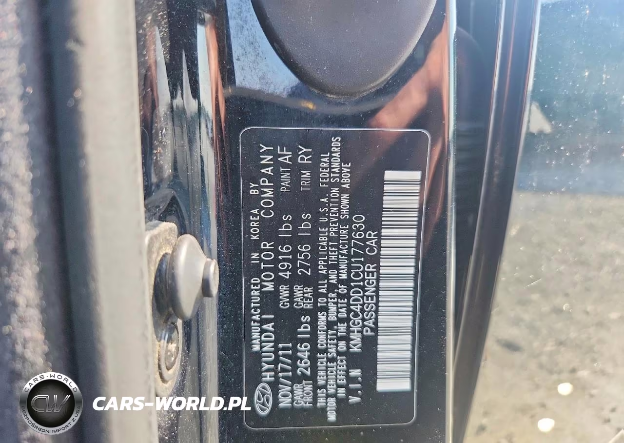 2012 Hyundai Genesis 3.8L VIN:KMHGC4DD1CU177630 - 12