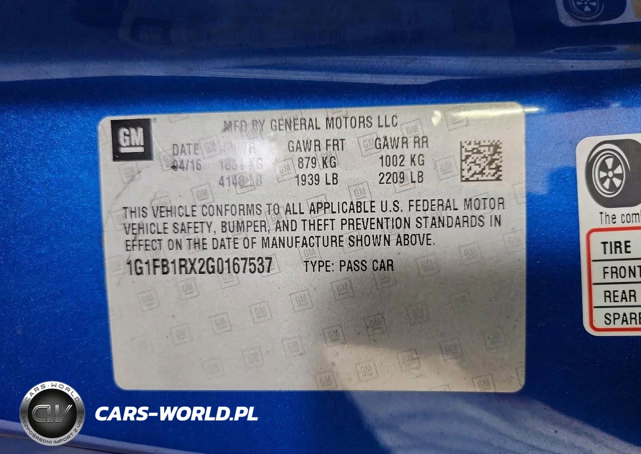 2016 Chevrolet Camaro Lt VIN:1G1FB1RX2G0167537 - 12