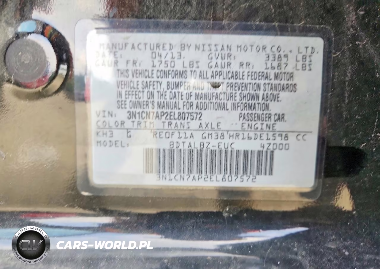 2014 Nissan Versa 1.6 Sv VIN:3N1CN7AP2EL807572 - 13