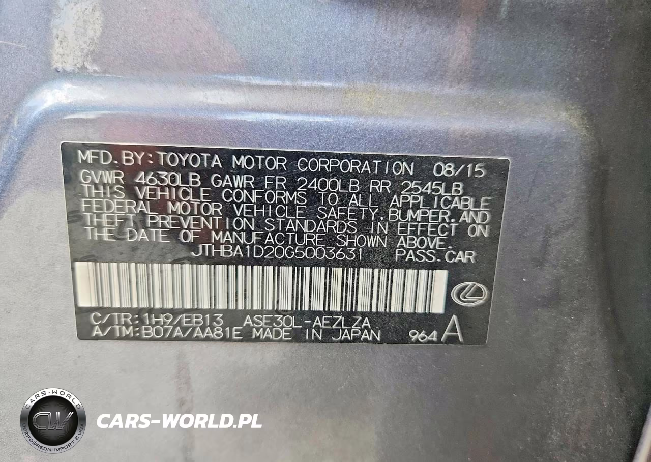 2016 Lexus Is 200T VIN:JTHBA1D20G5003631 - 13