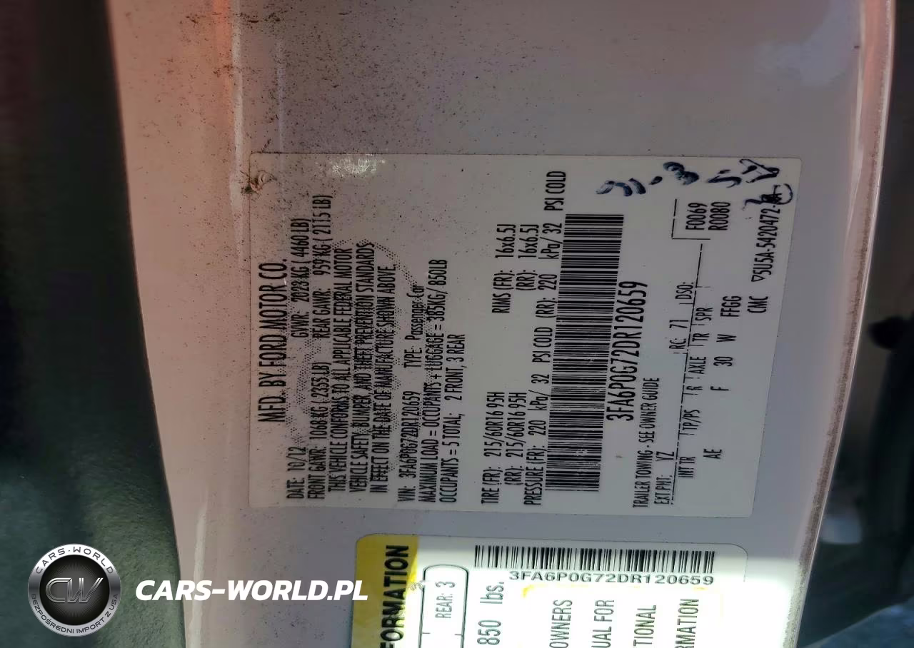 2013 Ford Fusion S VIN:3FA6P0G72DR120659 - 12