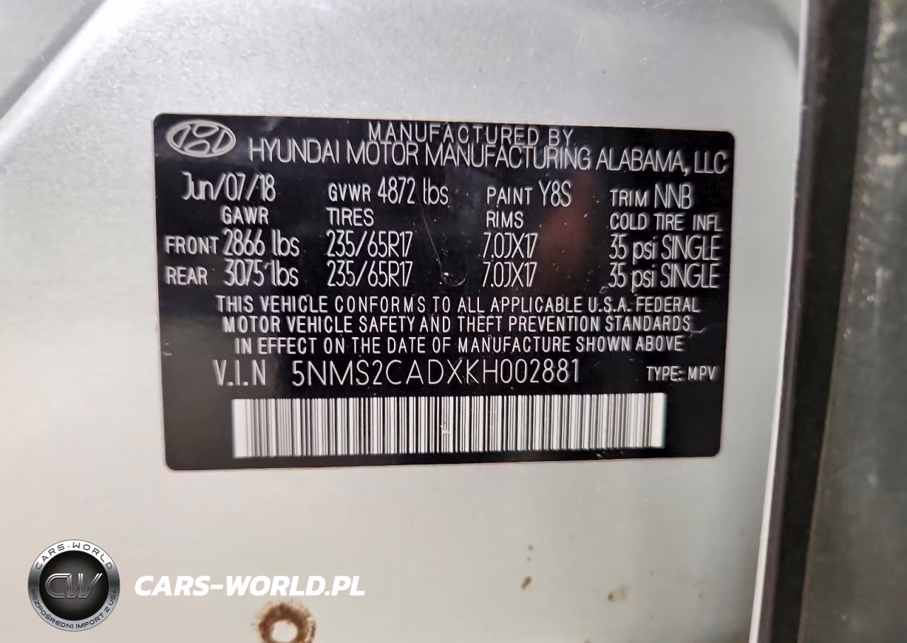 2019 Hyundai Santa Fe Se VIN:5NMS2CADXKH002881 - 13