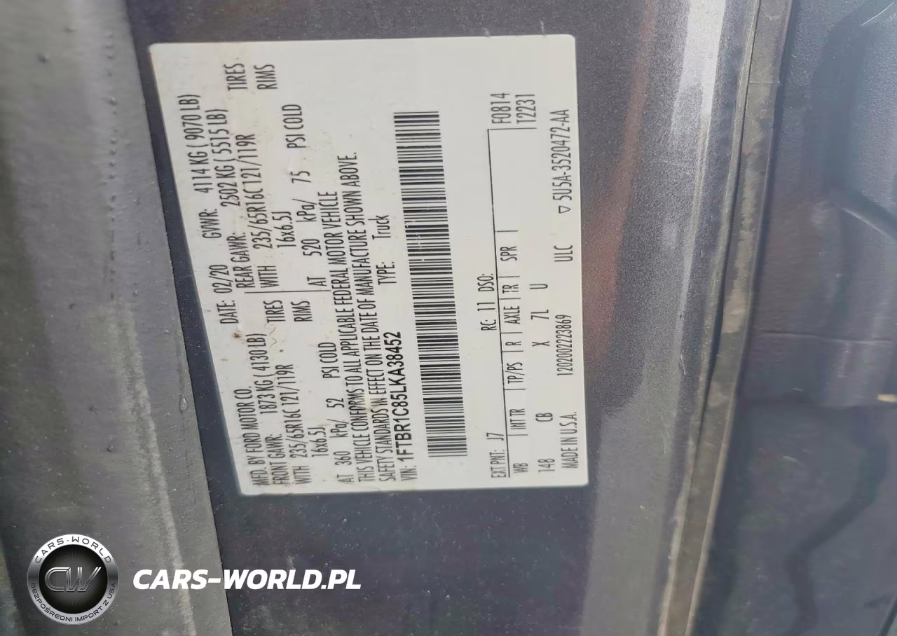 2020 Ford Transit 250 Delivery Van VIN:1FTBR1C85LKA38452 - 12