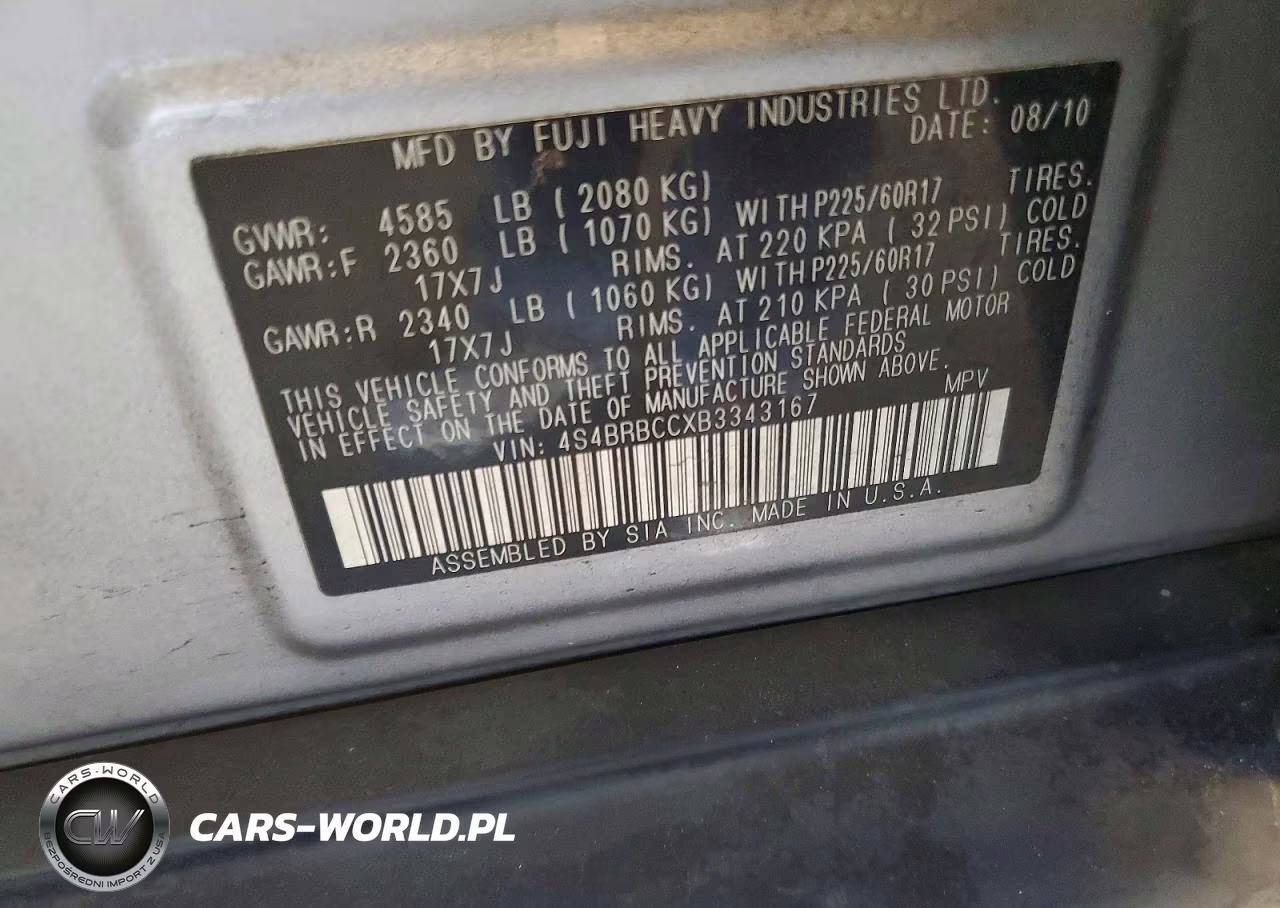 2011 Subaru Outback 2.5I Premium VIN:4S4BRBCCXB3343167 - 13