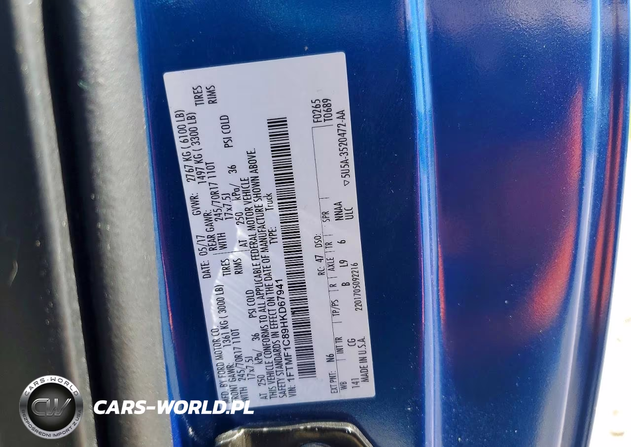 2017 Ford F150 VIN:1FTMF1C89HKD67941 - 12