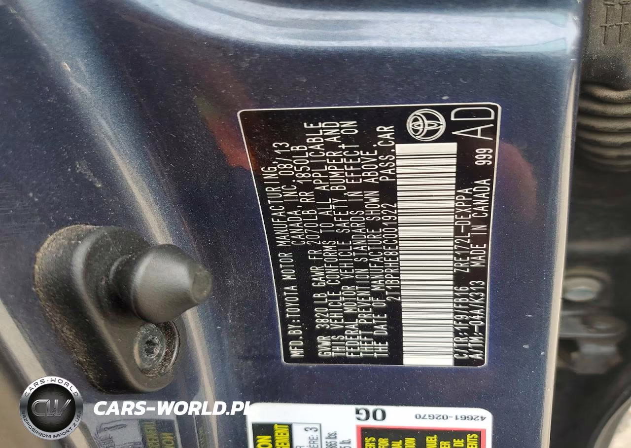 2014 Toyota Corolla Le Eco Plus VIN:2T1BPRHE8EC001922 - 12