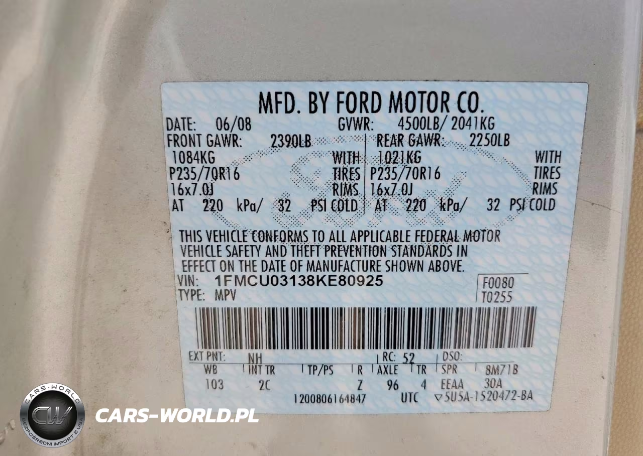 2008 Ford Escape Xlt VIN:1FMCU03138KE80925 - 13