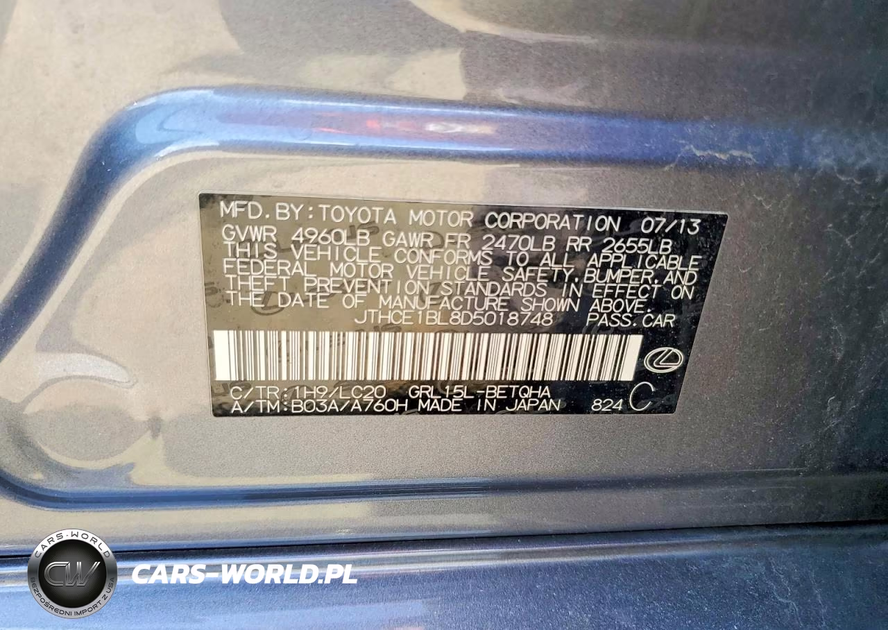 2013 Lexus Gs 350 VIN:JTHCE1BL8D5018748 - 12