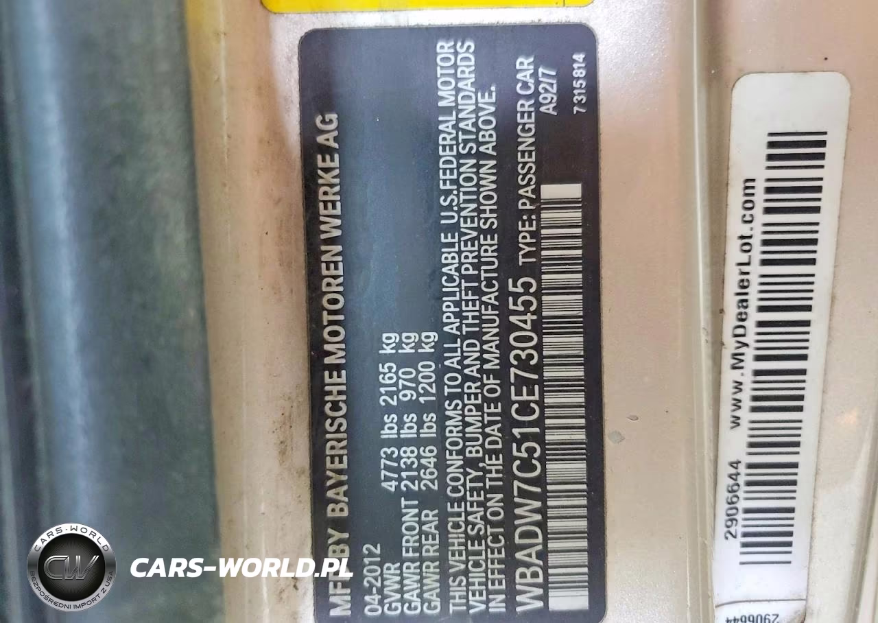 2012 BMW 328 I Sulev VIN:WBADW7C51CE730455 - 13