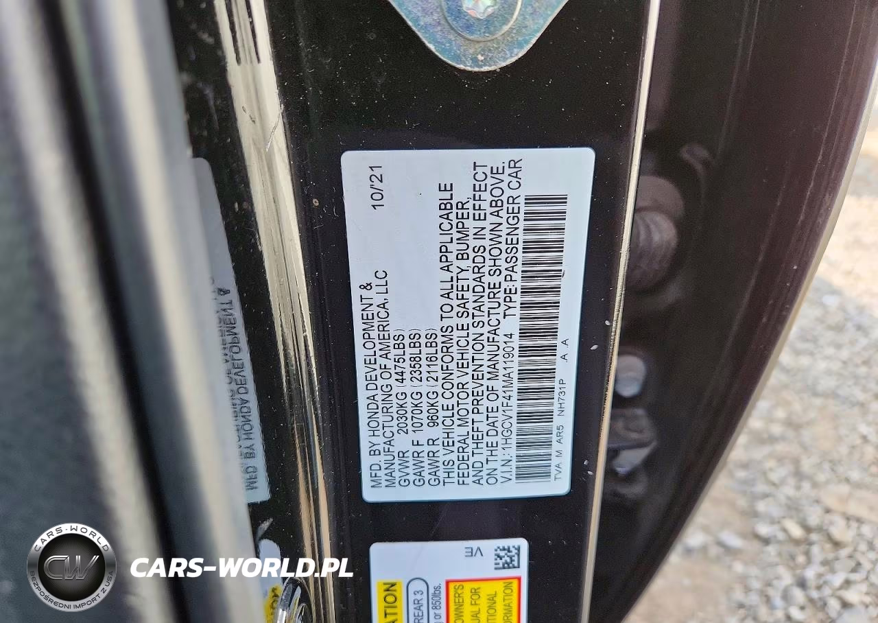 2021 Honda Accord Sport Se VIN:1HGCV1F41MA119014 - 12