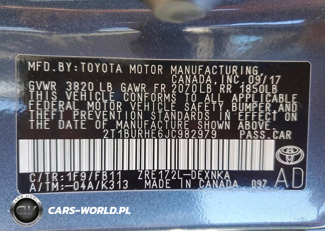 2018 Toyota Corolla Le VIN:2T1BURHE6JC982979 - 12