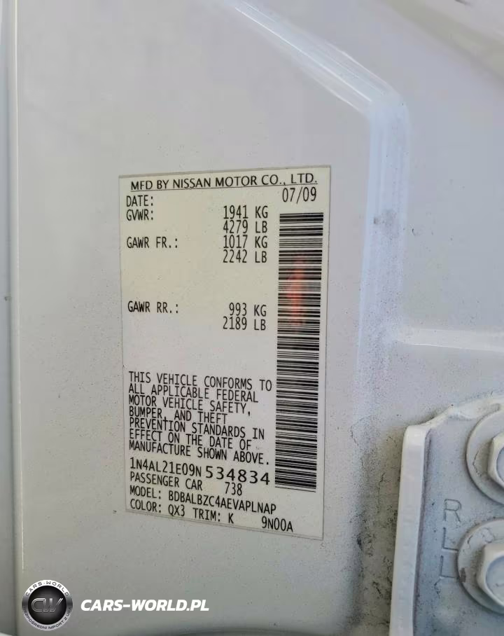 2009 Nissan Altima 2.5 VIN:1N4AL21E09N534834 - 12