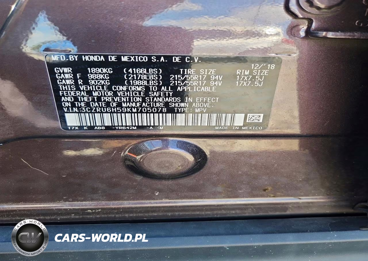 2019 Honda Hr-V Ex VIN:3CZRU6H59KM705078 - 12