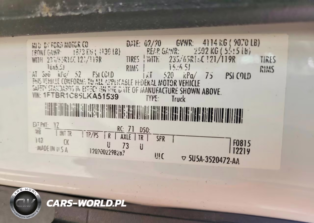 2020 Ford Transit T-250 VIN:1FTBR1C85LKA51539 - 13