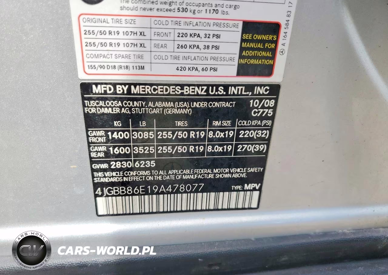 2009 Mercedes-Benz Ml 350 VIN:4JGBB86E19A478077 - 13