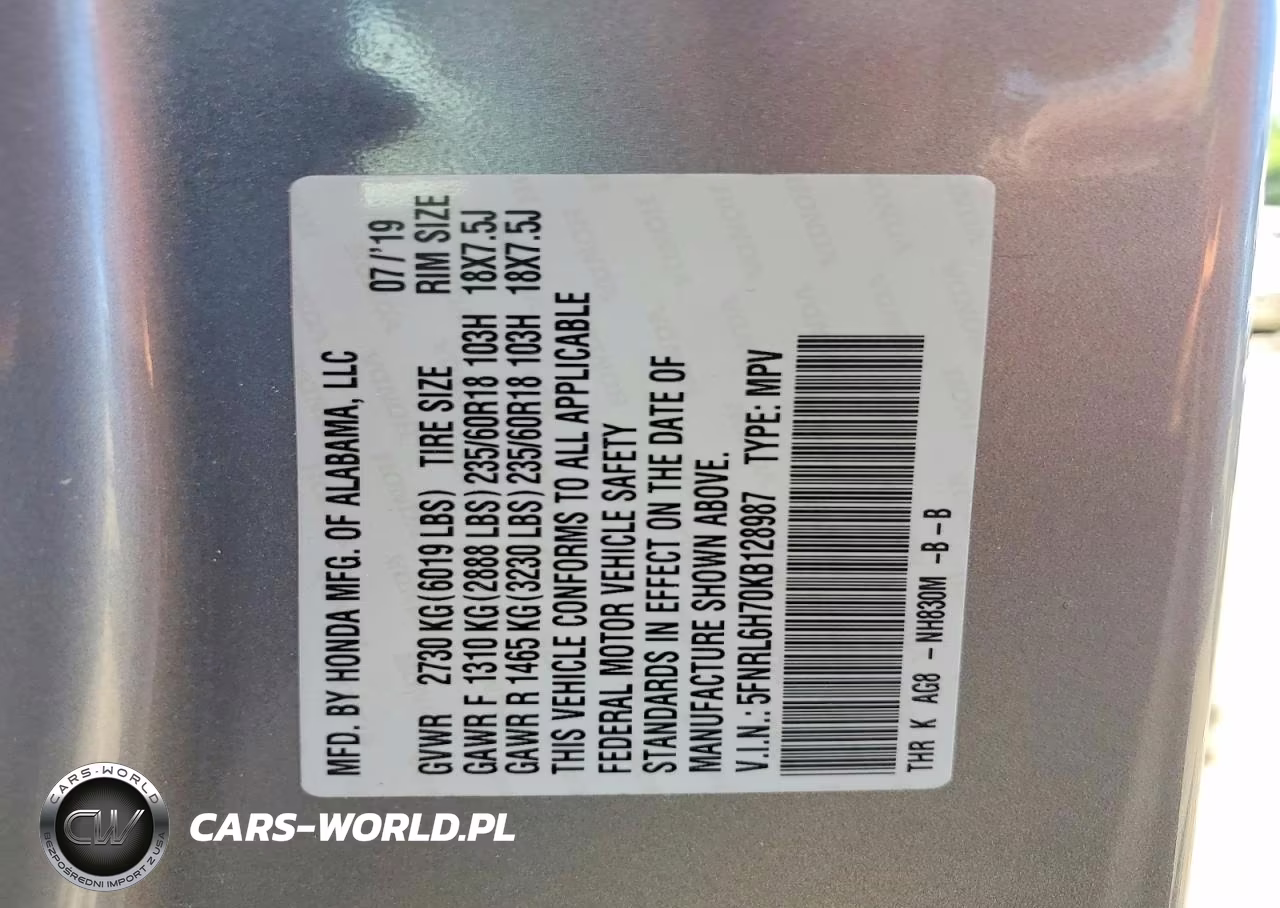 2019 Honda Odyssey Exl VIN:5FNRL6H70KB128987 - 13