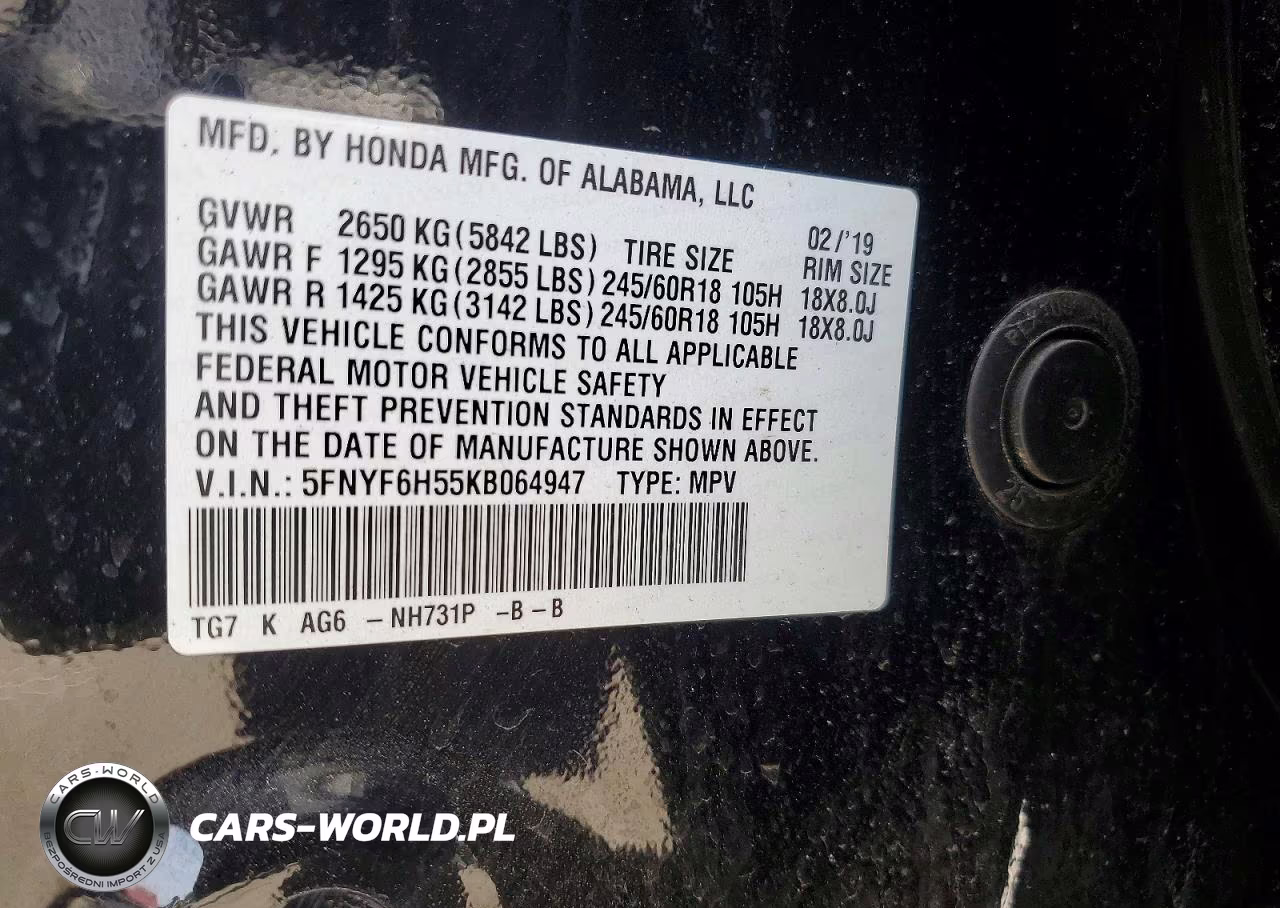 2019 Honda Pilot Exl VIN:5FNYF6H55KB064947 - 13