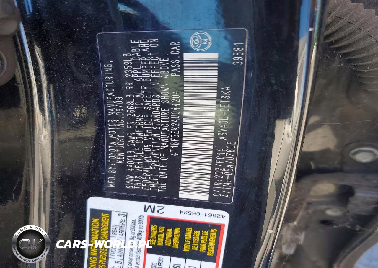 2010 Toyota Camry Se VIN:4T1BF3EK2AU044204 - 12