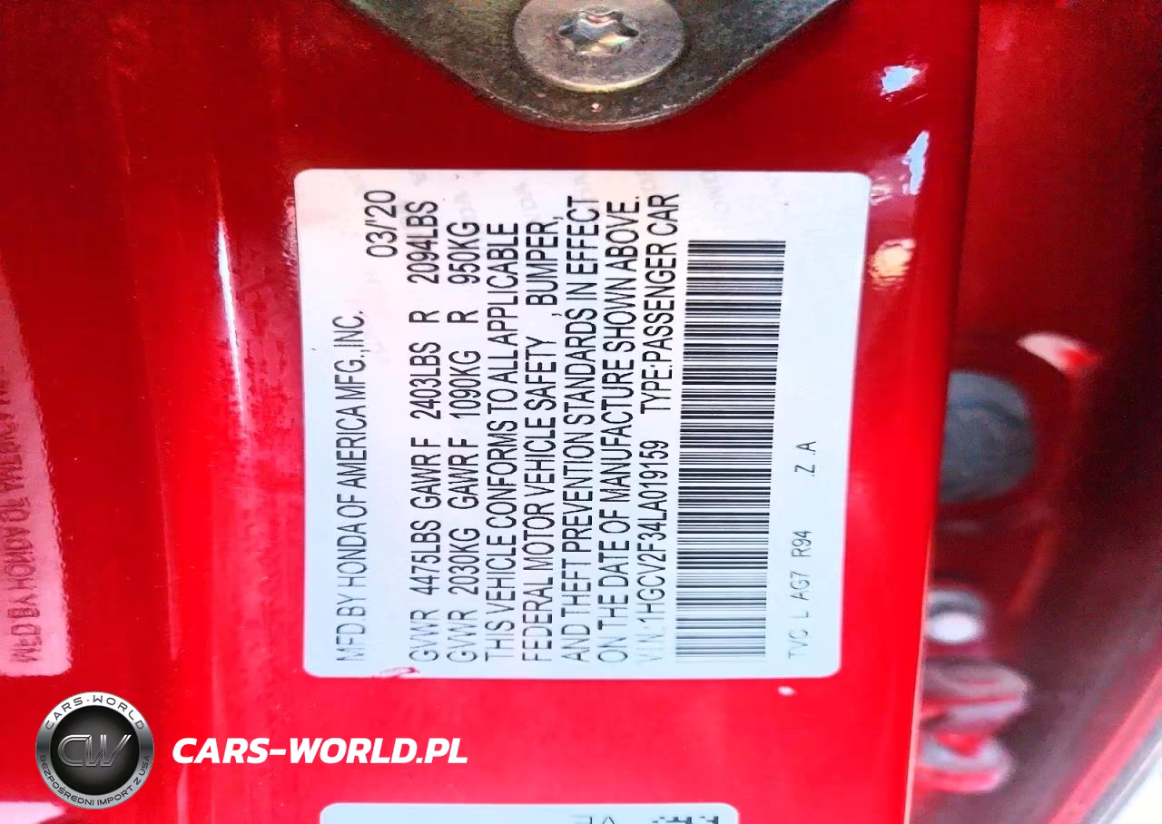 HONDA ACCORD SPO VIN:1HGCV2F34LA019159 - 12