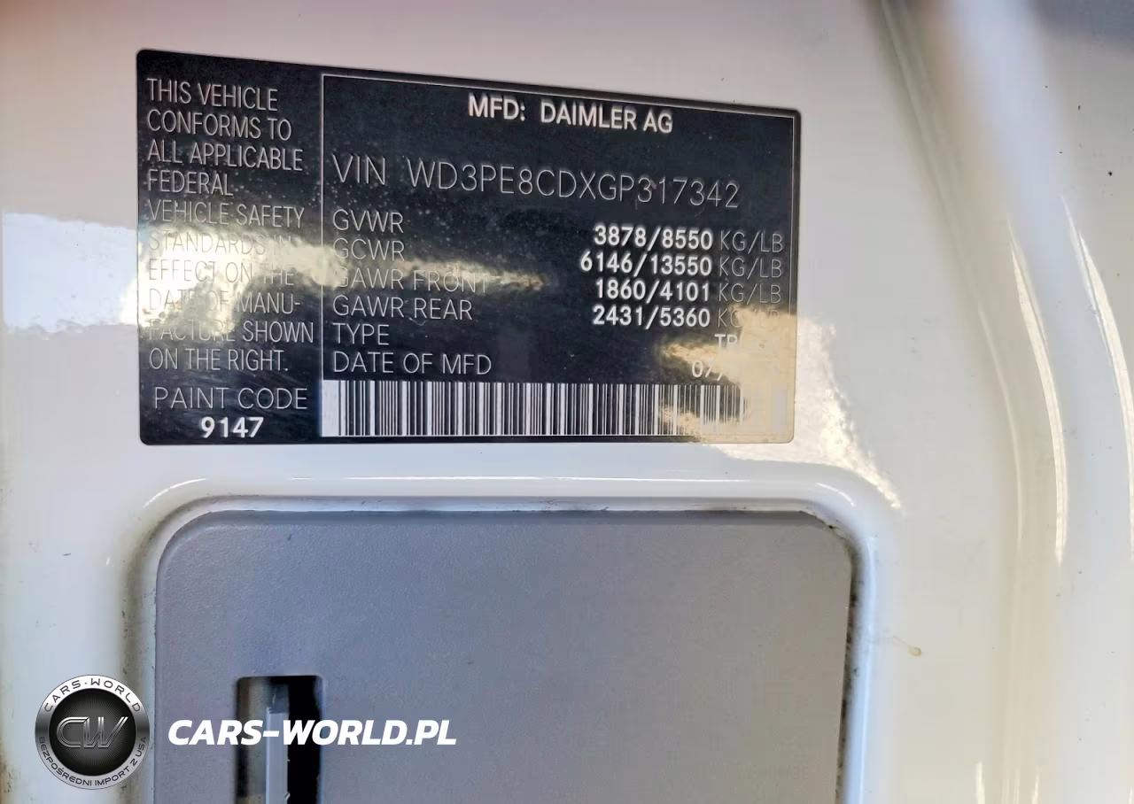2016 Mercedes Benz Sprinter 2500 Delivery Van VIN:WD3PE8CDXGP317342 - 13