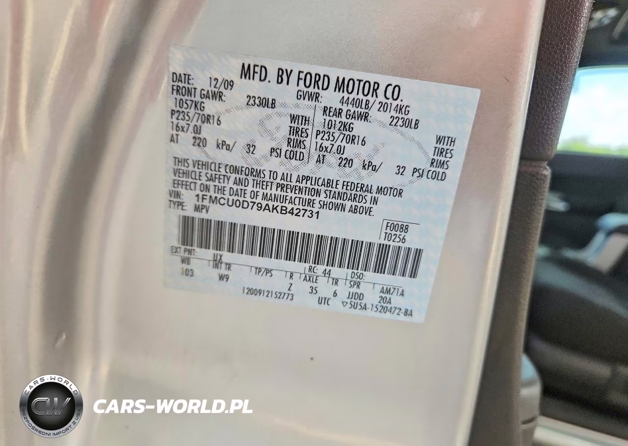 2010 Ford Escape Xlt VIN:1FMCU0D79AKB42731 - 12
