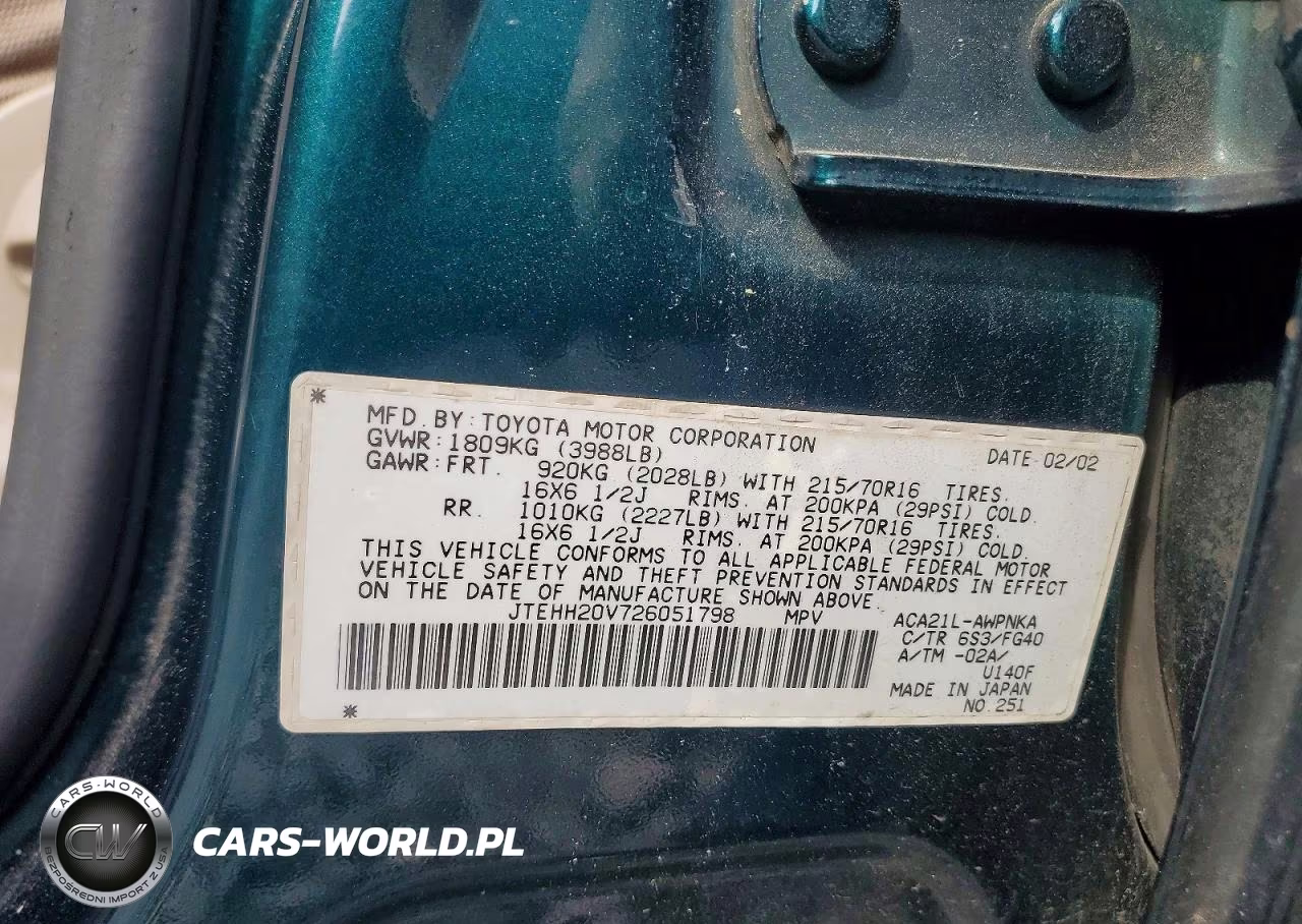 2002 Toyota Rav4 Base VIN:JTEHH20V726051798 - 12