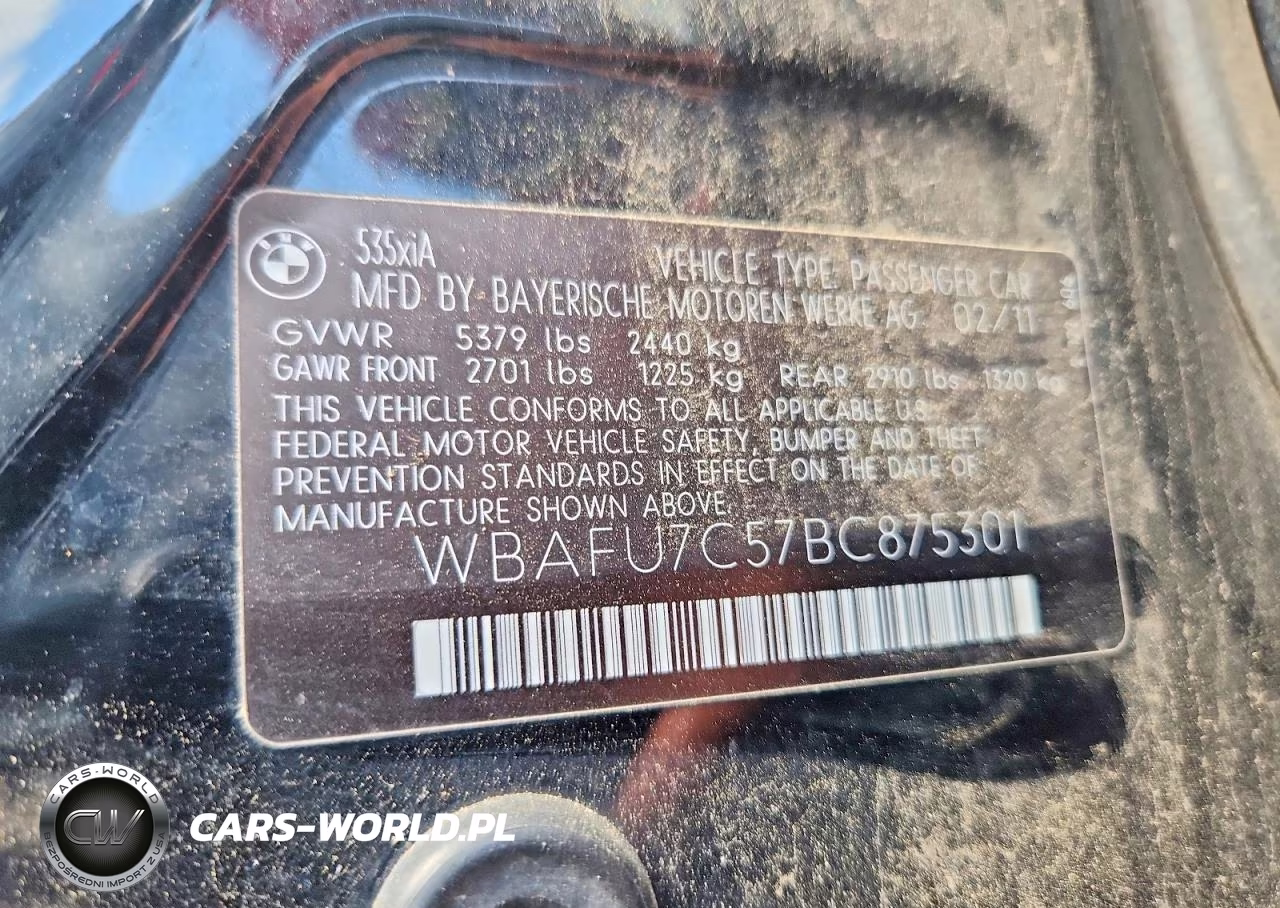 2011 BMW 535 Xi VIN:WBAFU7C57BC875301 - 12