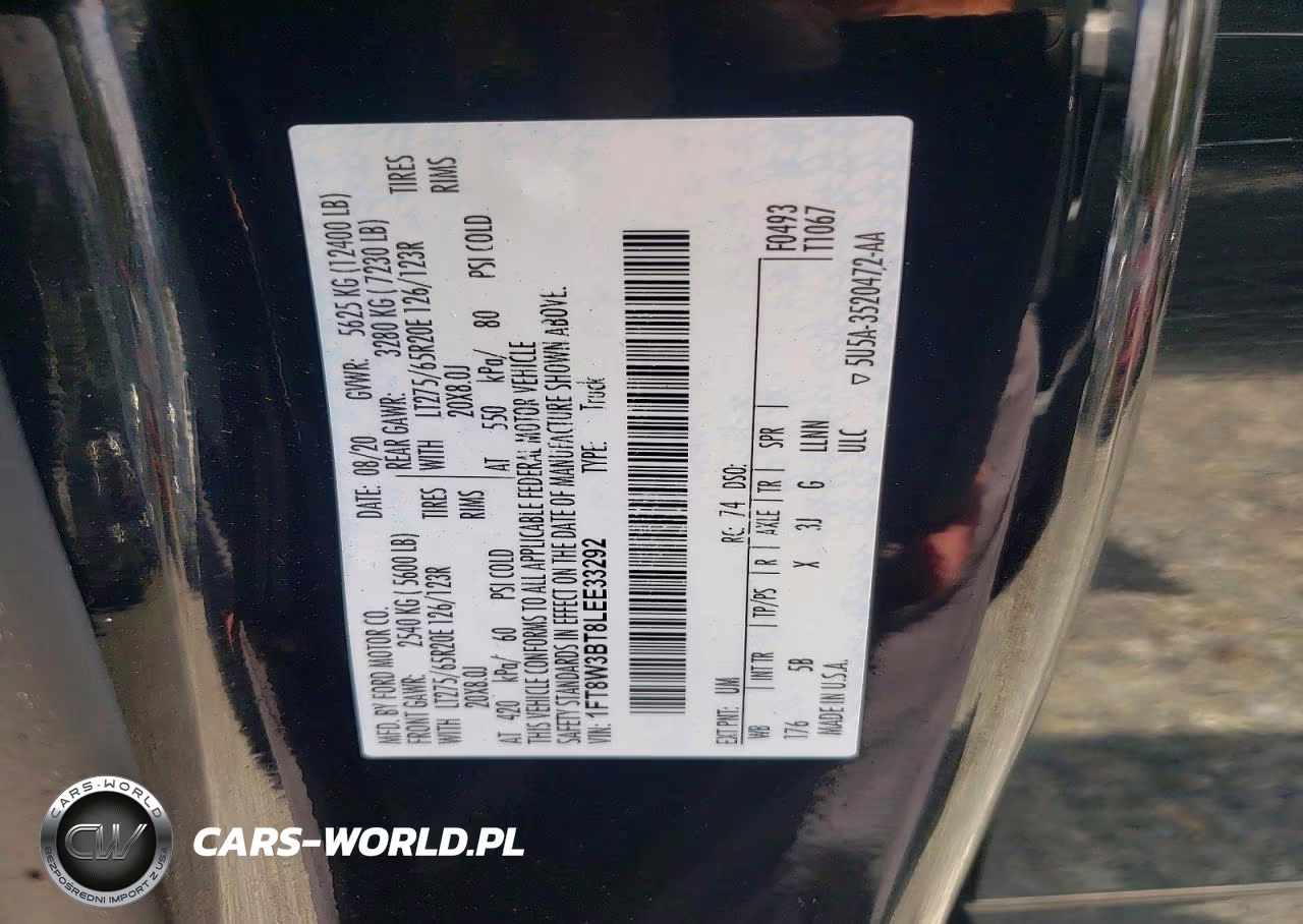 2020 Ford F350 Super Duty VIN:1FT8W3BT8LEE33292 - 12