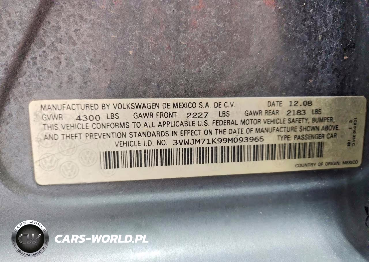 2009 Volkswagen Jetta S VIN:3VWJM71K99M093965 - 12