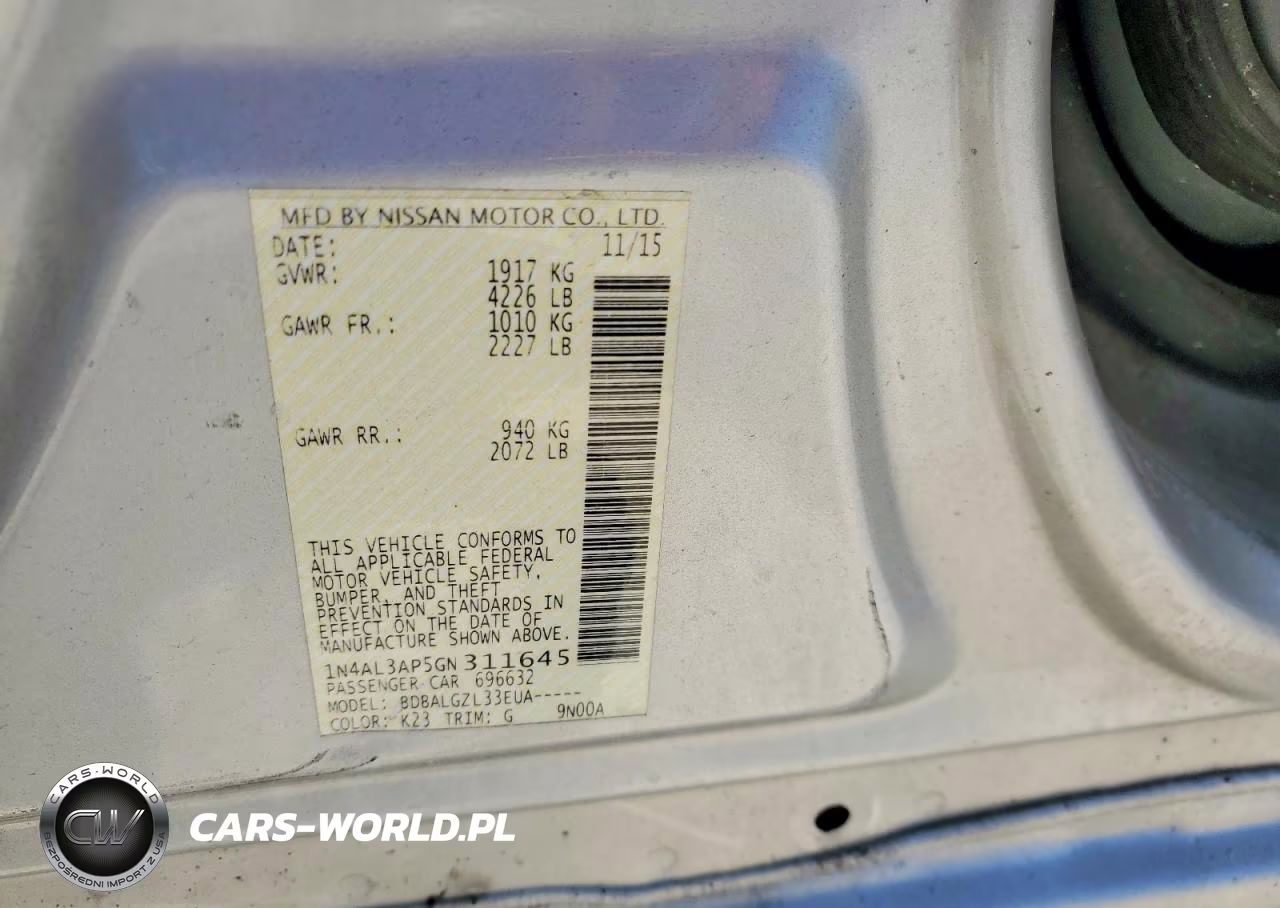 2016 Nissan Altima 2.5 S VIN:1N4AL3AP5GN311645 - 12