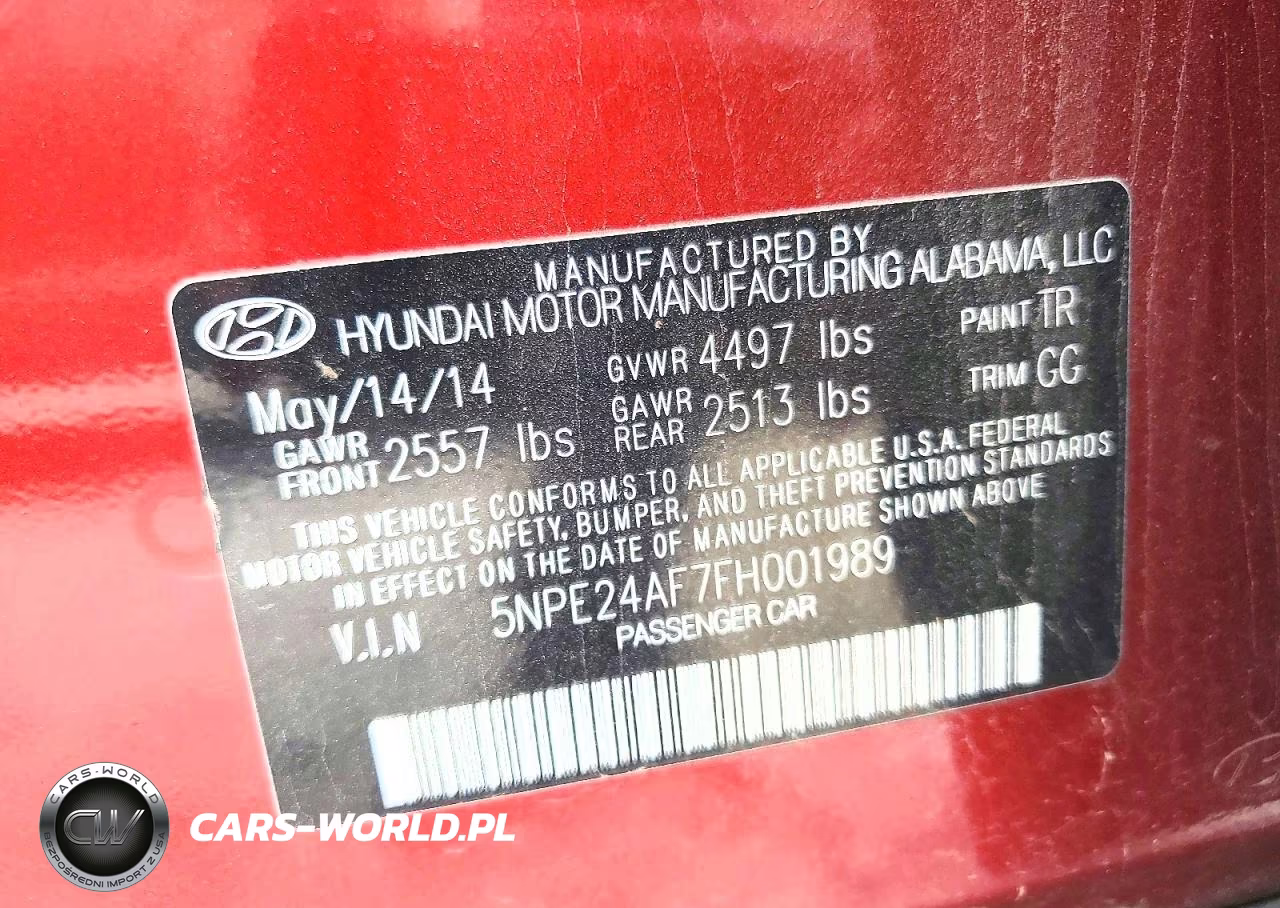 2015 Hyundai Sonata Se VIN:5NPE24AF7FH001989 - 12