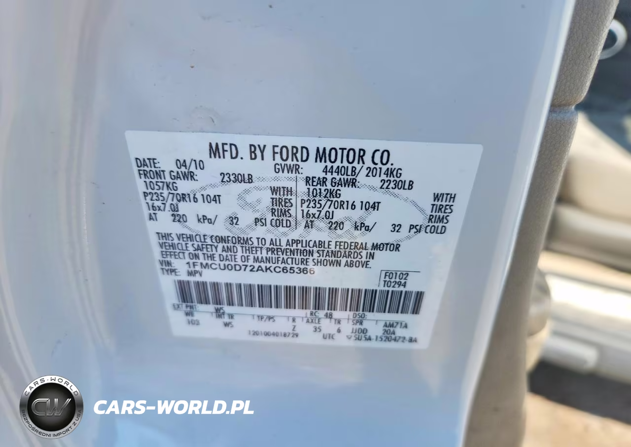 2010 Ford Escape Xlt VIN:1FMCU0D72AKC65366 - 12