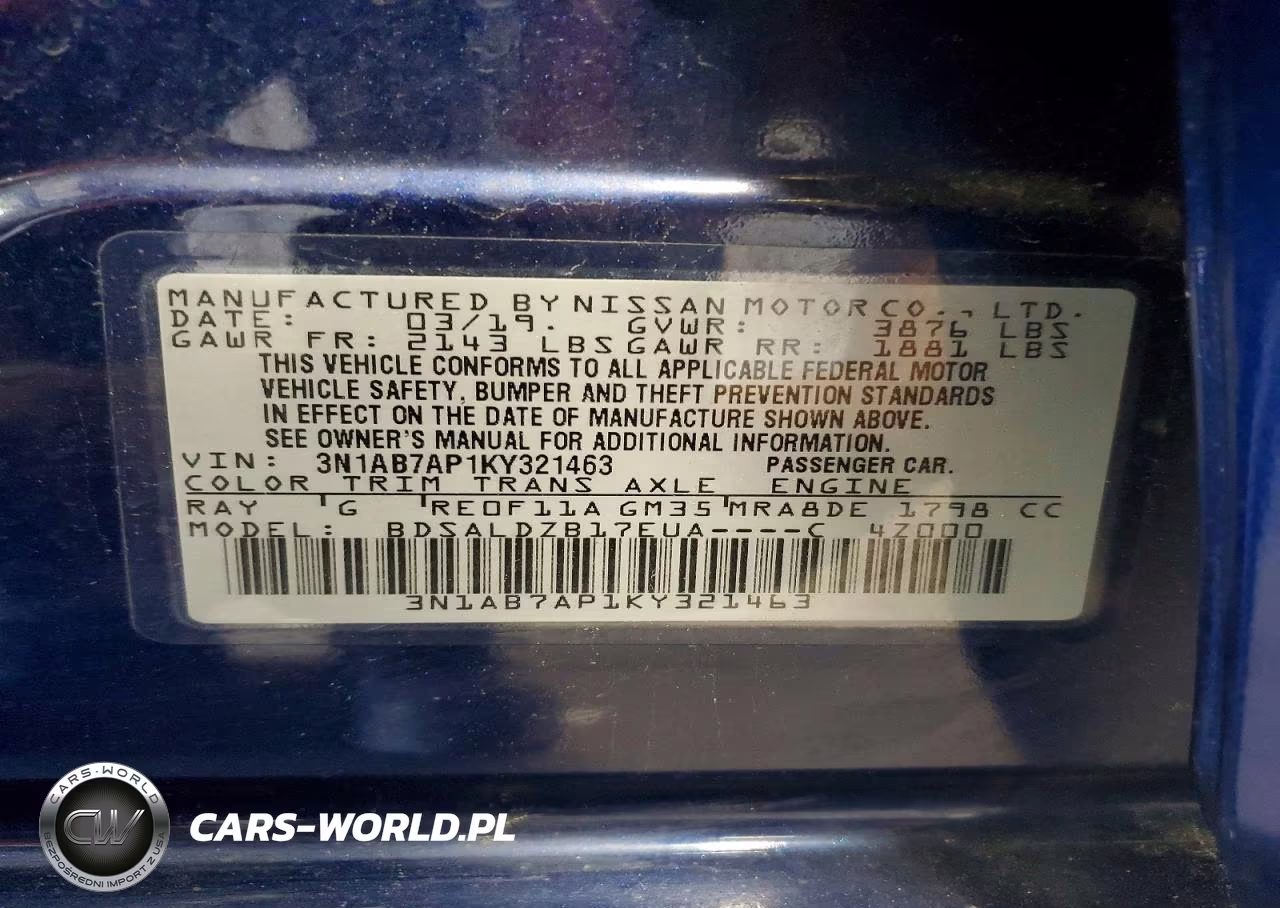 2019 Nissan Sentra Sv VIN:3N1AB7AP1KY321463 - 13