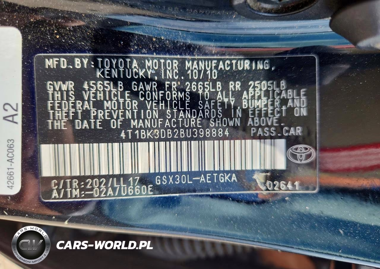 2011 Toyota Avalon Base VIN:4T1BK3DB2BU398884 - 12