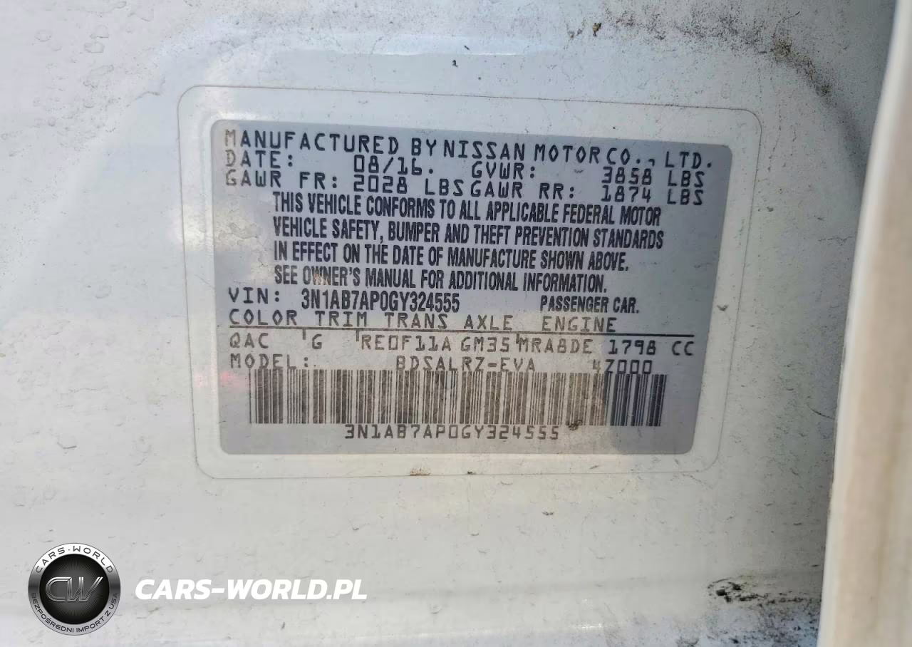 2016 Nissan Sentra Sr VIN:3N1AB7AP0GY324555 - 12
