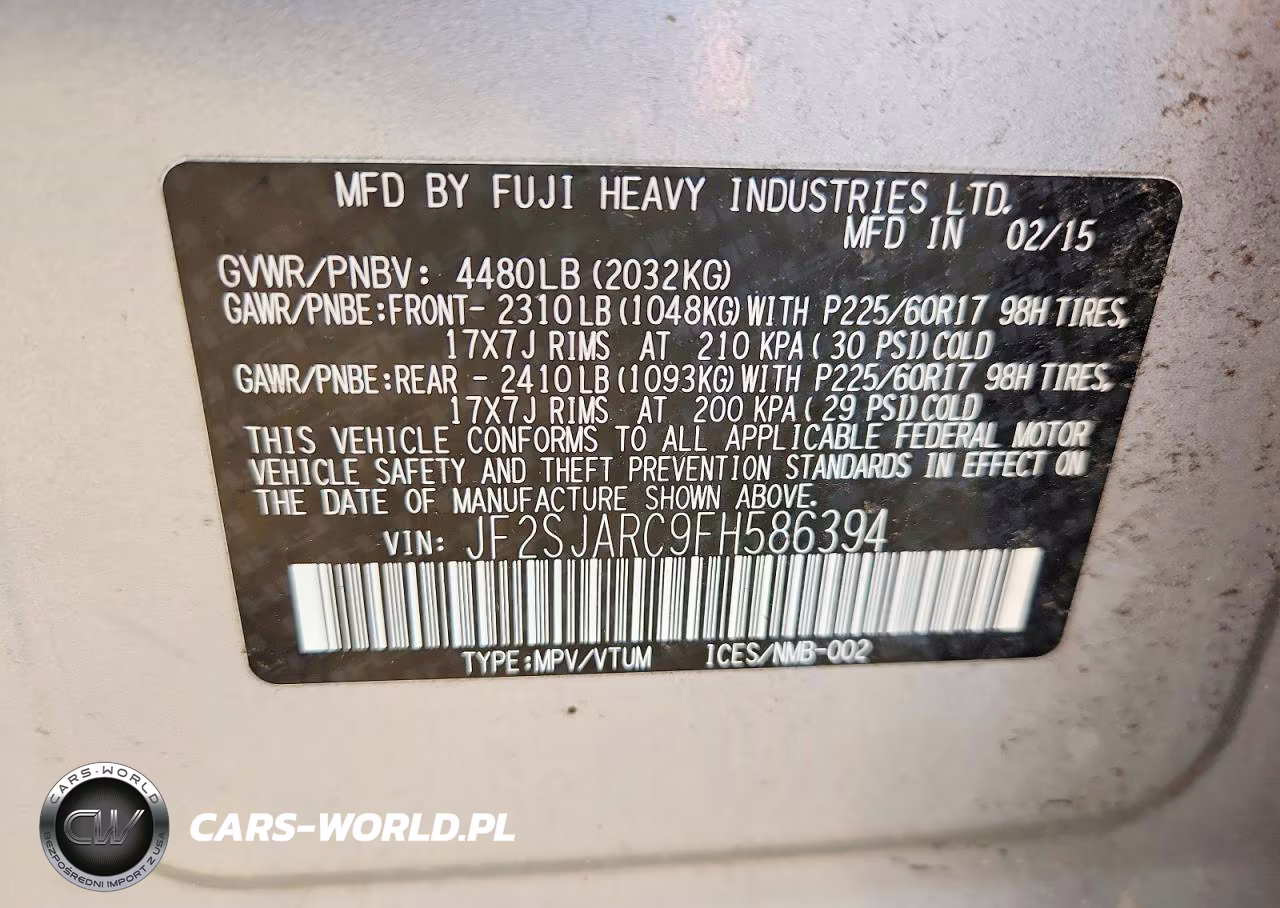 2015 Subaru Forester 2.5I Limited VIN:JF2SJARC9FH586394 - 12