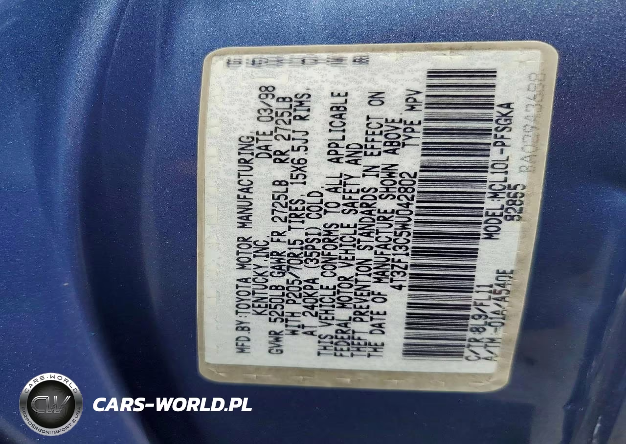 1998 Toyota Sienna Le VIN:4T3ZF13C5WU042802 - 13