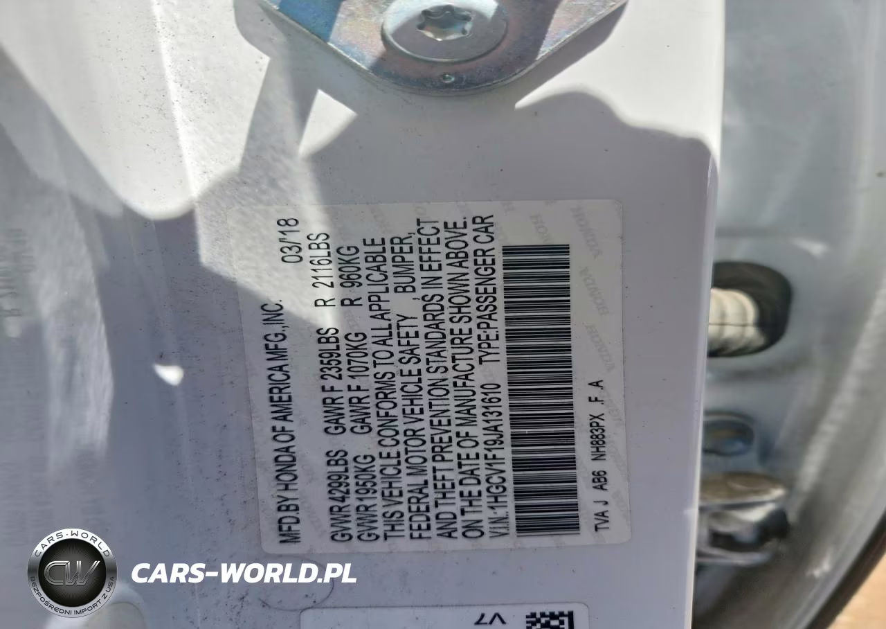 2018 Honda Accord Lx VIN:1HGCV1F19JA131610 - 12