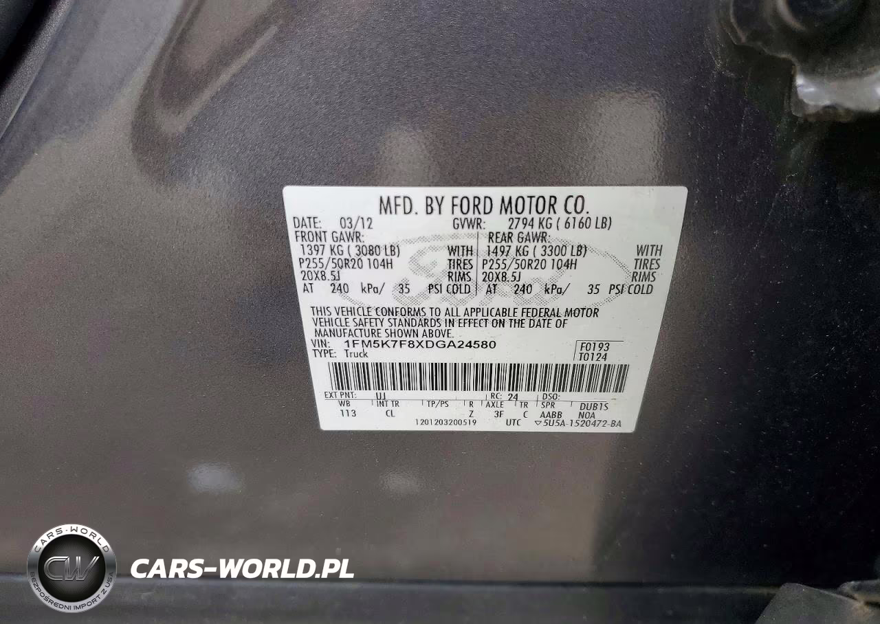 2013 Ford Explorer Limited VIN:1FM5K7F8XDGA24580 - 13